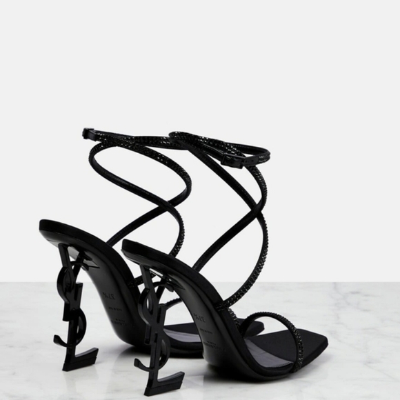 💯 Authentic Saint Laurent Opyum Crystal Black Strappy Sandals - Picture 7 of 17